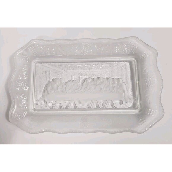 Vintage Tiara Indiaba Glass, The Lord's Last Supper  Tray Grape Trim Plate - Picture 1 of 10